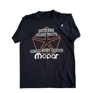 VTG 90s Mopar "Bite Me Ford Boy" Black Graphic T-Shirt Single Stitch Medium Mens